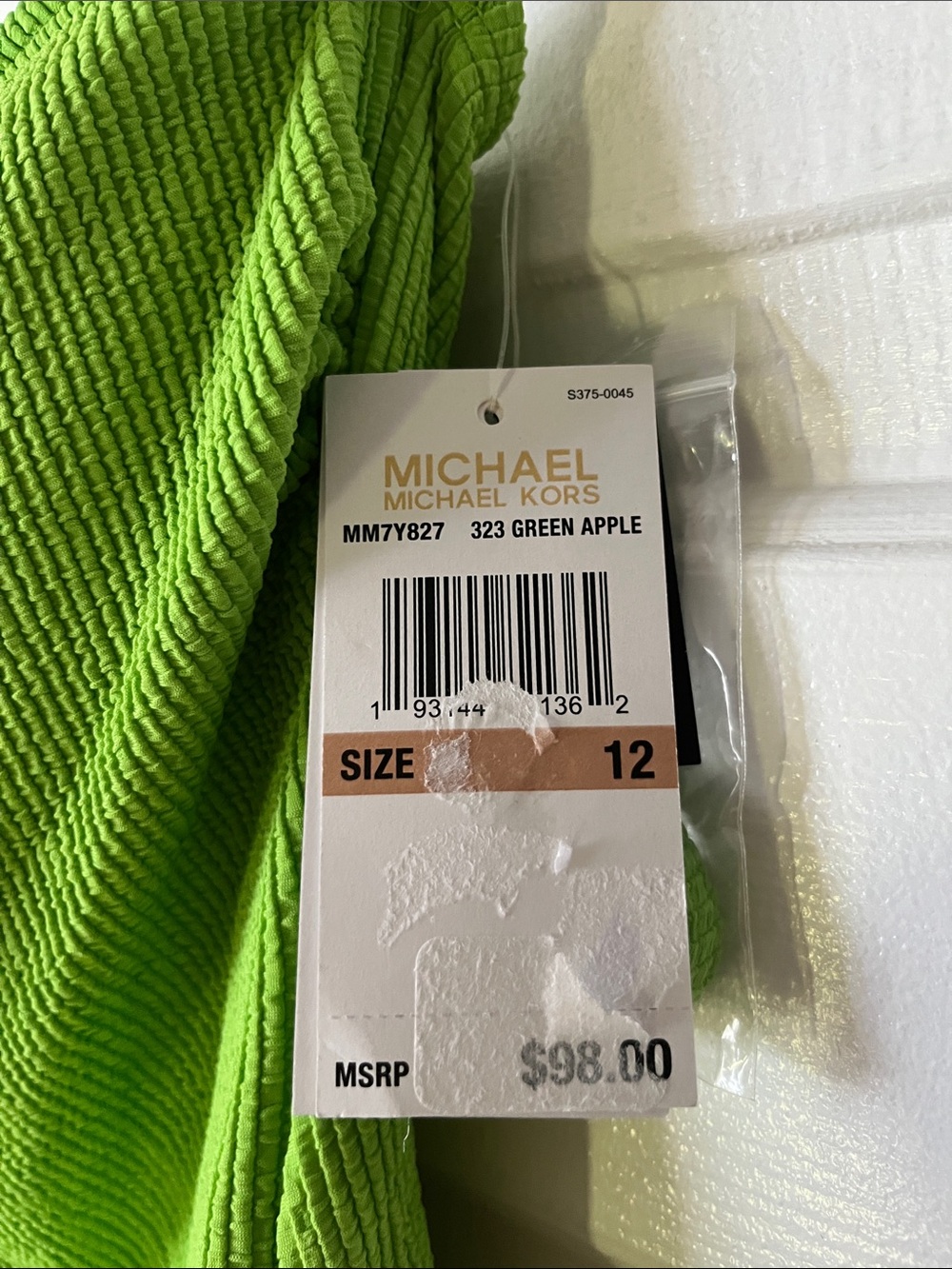 NWT Women’s Green One-Shoulder Cutout One-Piece Swimsuit by Michael Kors Size 12 - Picture 2 of 7